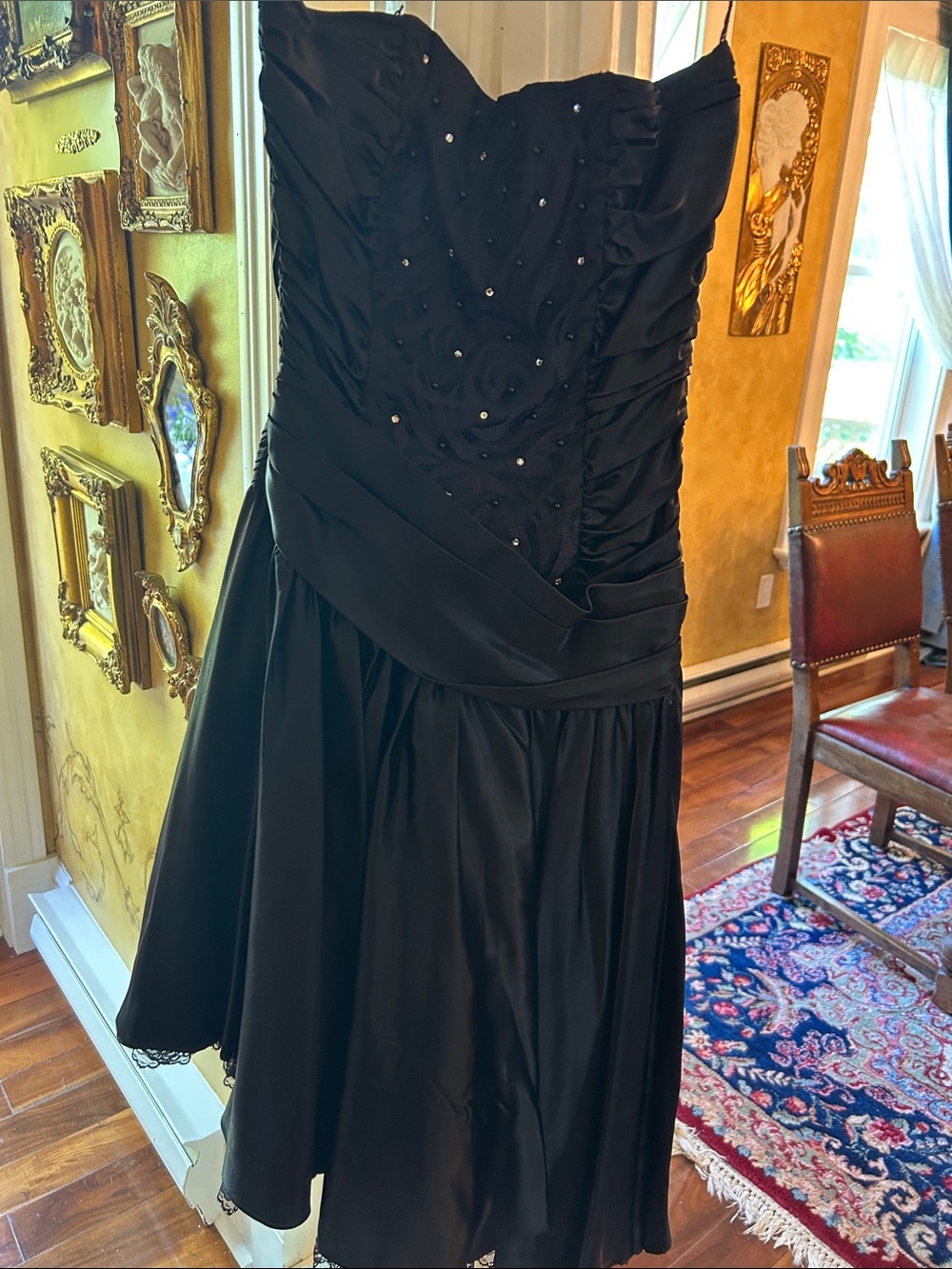 Zum Zum by Niki Livas Black Strapless Cocktail Dress with Beaded Bodice